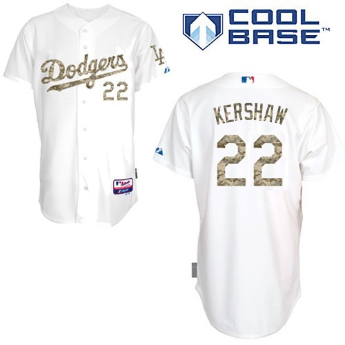 Men's Majestic Los Angeles Dodgers #22 Clayton Kershaw Authentic White USMC Cool Base MLB Jersey