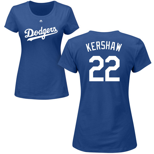 Women's Majestic Los Angeles Dodgers #22 Clayton Kershaw Replica White MLB Jersey