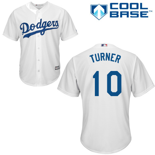 Men's Majestic Los Angeles Dodgers #10 Justin Turner Replica White Home Cool Base MLB Jersey
