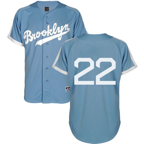 Men's Majestic Los Angeles Dodgers #22 Clayton Kershaw Authentic Light Blue Cooperstown MLB Jersey