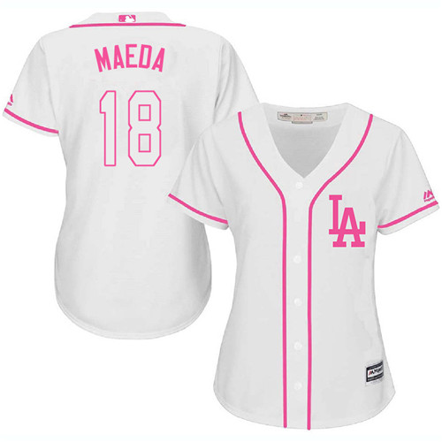 Women's Majestic Los Angeles Dodgers #18 Kenta Maeda Authentic White Fashion Cool Base MLB Jersey
