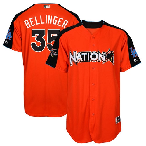 Men's Majestic Los Angeles Dodgers #35 Cody Bellinger Replica Orange National League 2017 MLB All-Star MLB Jersey
