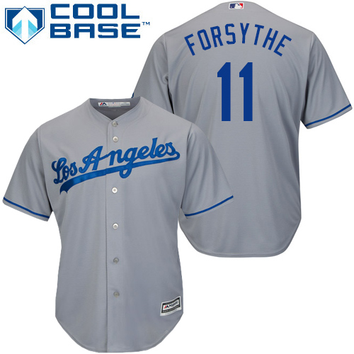 Men's Majestic Los Angeles Dodgers #11 Logan Forsythe Replica Grey Road Cool Base MLB Jersey