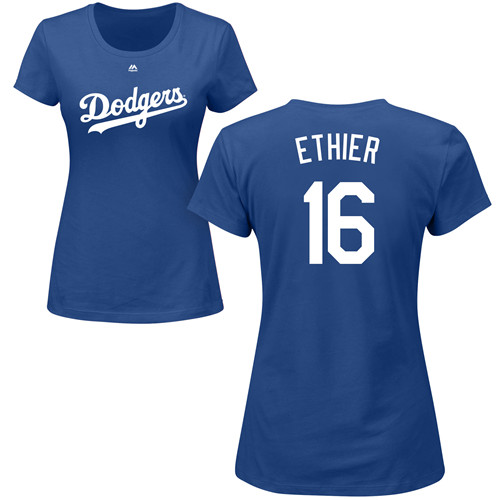 Women's Majestic Los Angeles Dodgers #16 Andre Ethier Replica White MLB Jersey