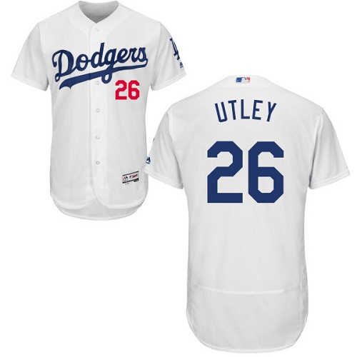 Men's Majestic Los Angeles Dodgers #26 Chase Utley Authentic White Home Cool Base MLB Jersey