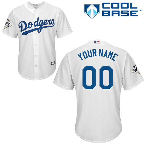 Men's Majestic Los Angeles Dodgers Customized Replica White Home 2017 World Series Bound Cool Base MLB Jersey
