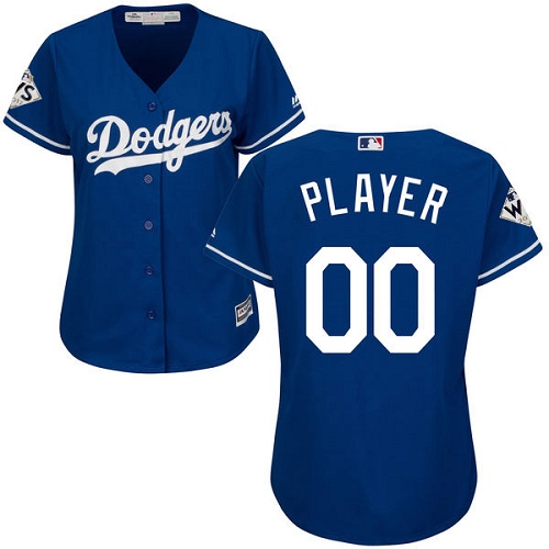 Women's Majestic Los Angeles Dodgers Customized Authentic Royal Blue Alternate 2017 World Series Bound Cool Base MLB Jersey