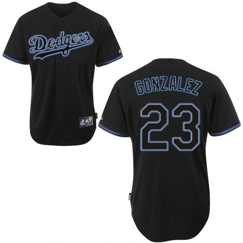 Men's Majestic Los Angeles Dodgers #23 Adrian Gonzalez Authentic Black Fashion MLB Jersey