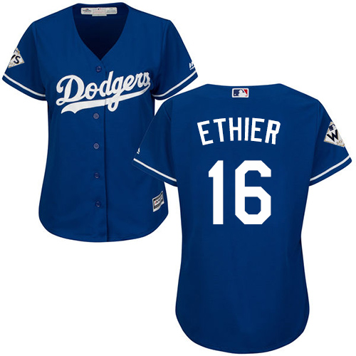 Women's Majestic Los Angeles Dodgers #16 Andre Ethier Authentic Royal Blue Alternate 2017 World Series Bound Cool Base MLB Jersey