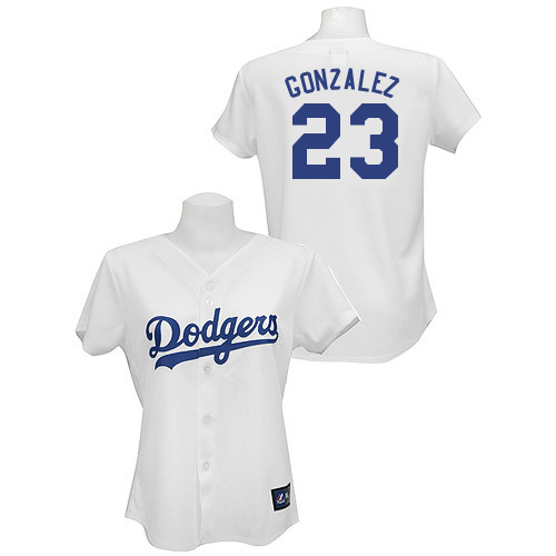 Women's Majestic Los Angeles Dodgers #23 Adrian Gonzalez Replica White MLB Jersey