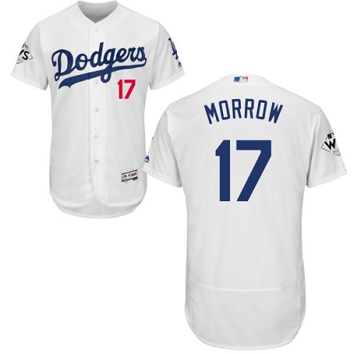 Men's Majestic Los Angeles Dodgers #17 Brandon Morrow Authentic White Home 2017 World Series Bound Flex Base MLB Jersey