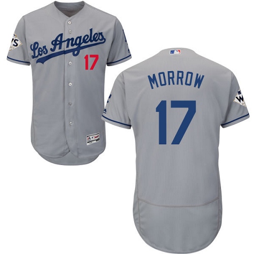 Men's Majestic Los Angeles Dodgers #17 Brandon Morrow Authentic Grey Road 2017 World Series Bound Flex Base MLB Jersey