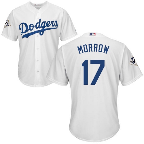 Youth Majestic Los Angeles Dodgers #17 Brandon Morrow Authentic White Home 2017 World Series Bound Cool Base MLB Jersey