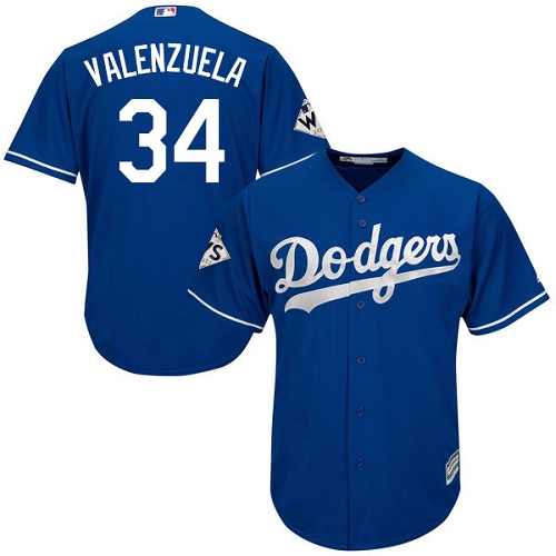 Men's Majestic Los Angeles Dodgers #34 Fernando Valenzuela Replica Royal Blue Alternate 2017 World Series Bound Cool Base MLB Jersey