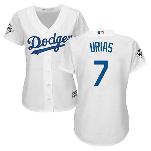 Women's Majestic Los Angeles Dodgers #7 Julio Urias Authentic White Home 2017 World Series Bound Cool Base MLB Jersey