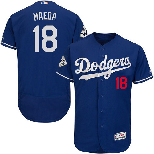 Men's Majestic Los Angeles Dodgers #18 Kenta Maeda Authentic Royal Blue Alternate 2017 World Series Bound Flex Base MLB Jersey