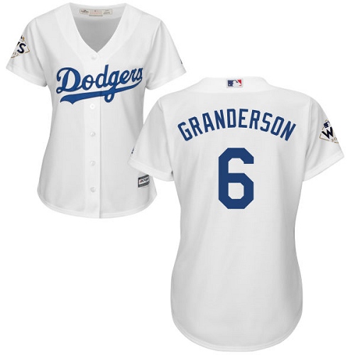 Women's Majestic Los Angeles Dodgers #6 Curtis Granderson Authentic White Home 2017 World Series Bound Cool Base MLB Jersey