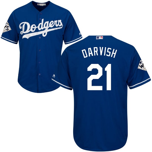 Youth Majestic Los Angeles Dodgers #21 Yu Darvish Authentic Royal Blue Alternate 2017 World Series Bound Cool Base MLB Jersey