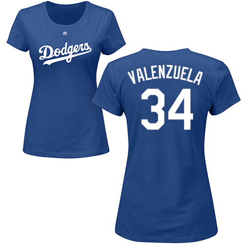 Women's Majestic Los Angeles Dodgers #34 Fernando Valenzuela Replica White MLB Jersey