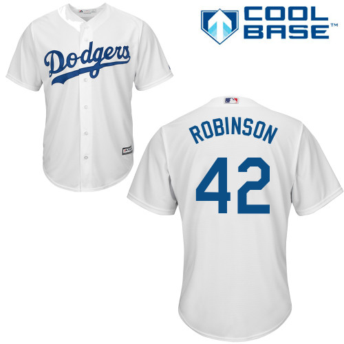 Men's Majestic Los Angeles Dodgers #42 Jackie Robinson Replica White Home Cool Base MLB Jersey