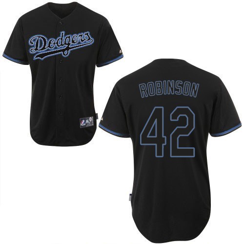 Men's Majestic Los Angeles Dodgers #42 Jackie Robinson Replica Black Fashion MLB Jersey