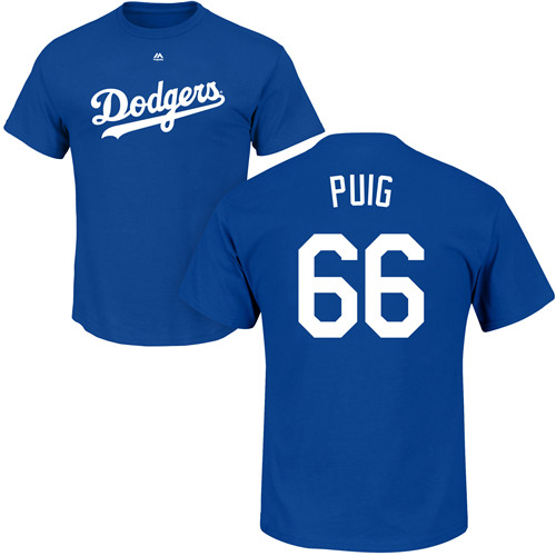 Youth Majestic Los Angeles Dodgers #66 Yasiel Puig Replica White Home Cool Base MLB Jersey