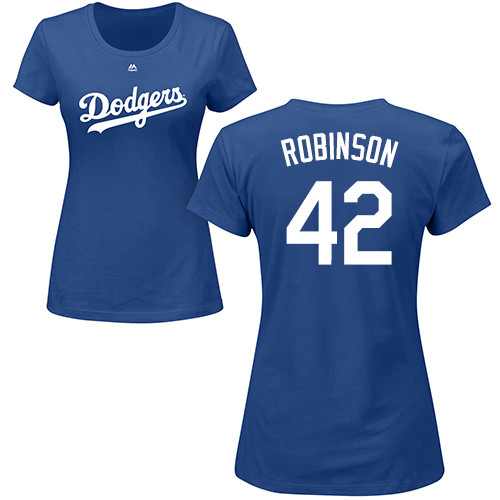 Women's Majestic Los Angeles Dodgers #42 Jackie Robinson Replica White MLB Jersey
