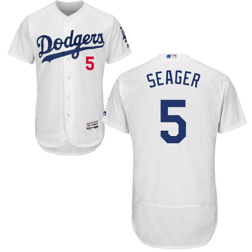 Men's Majestic Los Angeles Dodgers #5 Corey Seager Authentic White Home Cool Base MLB Jersey