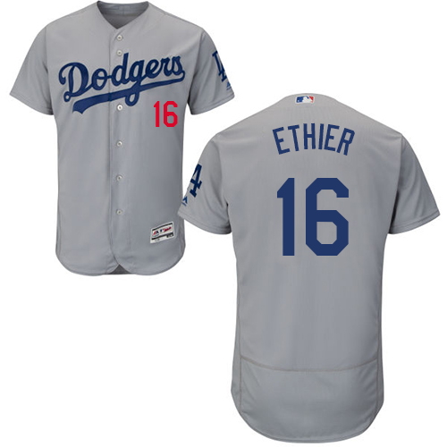Men's Majestic Los Angeles Dodgers #16 Andre Ethier Gray Alternate Road Flexbase Authentic Collection MLB Jersey