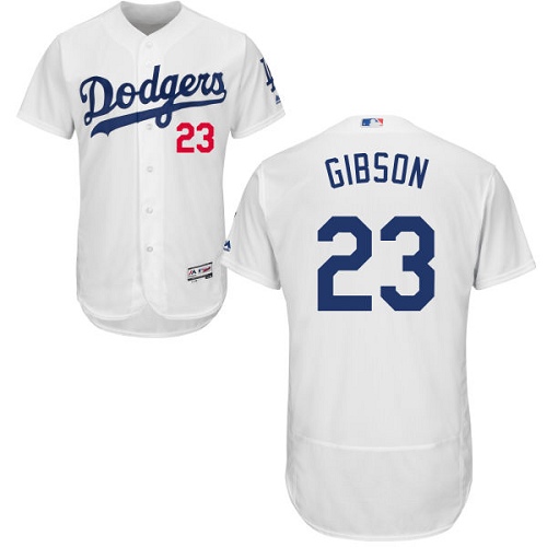 Men's Majestic Los Angeles Dodgers #23 Kirk Gibson White Flexbase Authentic Collection MLB Jersey