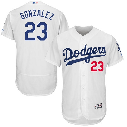 Men's Majestic Los Angeles Dodgers #23 Adrian Gonzalez White Flexbase Authentic Collection MLB Jersey