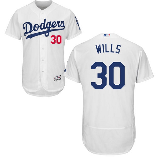 Men's Majestic Los Angeles Dodgers #30 Maury Wills White Flexbase Authentic Collection MLB Jersey