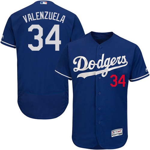 Men's Majestic Los Angeles Dodgers #34 Fernando Valenzuela Royal Blue Flexbase Authentic Collection MLB Jersey