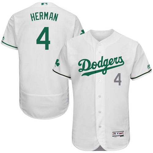 Men's Majestic Los Angeles Dodgers #4 Babe Herman White Celtic Flexbase Authentic Collection MLB Jersey