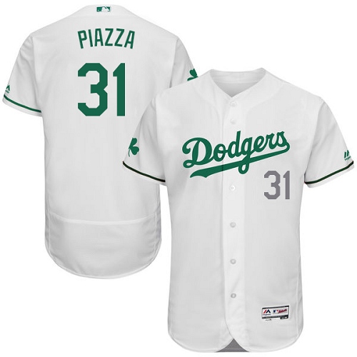 Men's Majestic Los Angeles Dodgers #31 Mike Piazza White Celtic Flexbase Authentic Collection MLB Jersey