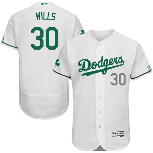 Men's Majestic Los Angeles Dodgers #30 Maury Wills White Celtic Flexbase Authentic Collection MLB Jersey
