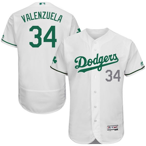 Men's Majestic Los Angeles Dodgers #34 Fernando Valenzuela White Celtic Flexbase Authentic Collection MLB Jersey