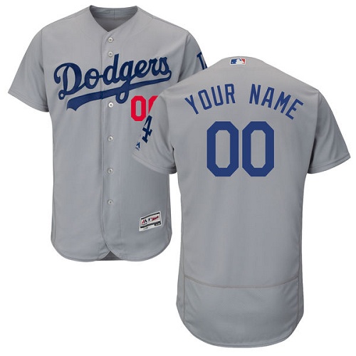 Men's Majestic Los Angeles Dodgers Customized Gray Alternate Road Flexbase Authentic Collection MLB Jersey