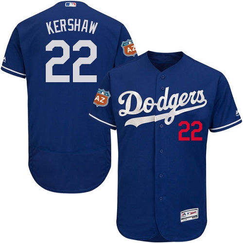 Men's Majestic Los Angeles Dodgers #22 Clayton Kershaw Authentic Royal Blue Alternate Cool Base MLB Jersey
