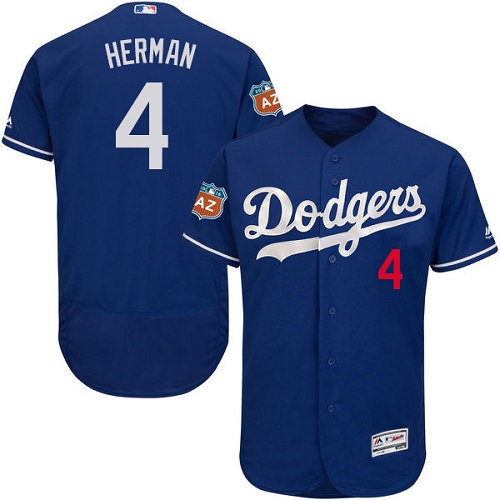 Men's Majestic Los Angeles Dodgers #4 Babe Herman Authentic Royal Blue Alternate Cool Base MLB Jersey