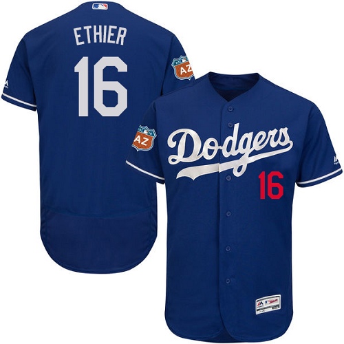 Men's Majestic Los Angeles Dodgers #16 Andre Ethier Authentic Royal Blue Alternate Cool Base MLB Jersey