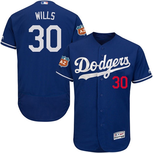 Men's Majestic Los Angeles Dodgers #30 Maury Wills Authentic Royal Blue Alternate Cool Base MLB Jersey