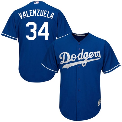 Men's Majestic Los Angeles Dodgers #34 Fernando Valenzuela Replica Royal Blue Alternate Cool Base MLB Jersey