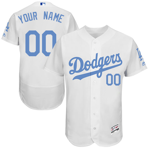Men's Majestic Los Angeles Dodgers Customized Authentic White 2016 Father's Day Fashion Flex Base MLB Jersey