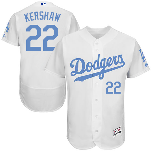 Men's Majestic Los Angeles Dodgers #22 Clayton Kershaw Authentic White 2016 Father's Day Fashion Flex Base MLB Jersey