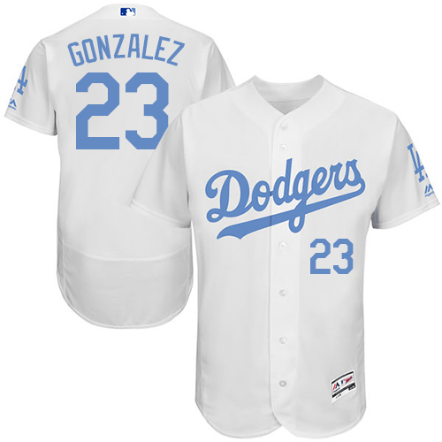 Men's Majestic Los Angeles Dodgers #23 Adrian Gonzalez Authentic White 2016 Father's Day Fashion Flex Base MLB Jersey
