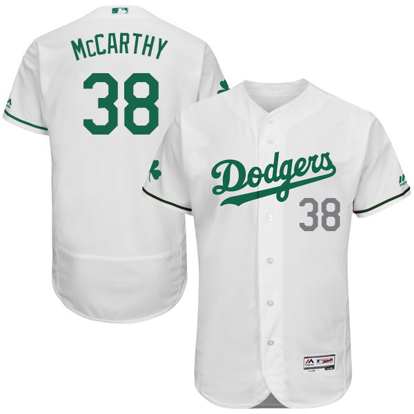 Men's Majestic Los Angeles Dodgers #38 Brandon McCarthy White Celtic Flexbase Authentic Collection MLB Jersey
