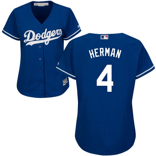 Women's Majestic Los Angeles Dodgers #4 Babe Herman Authentic Royal Blue Alternate Cool Base MLB Jersey