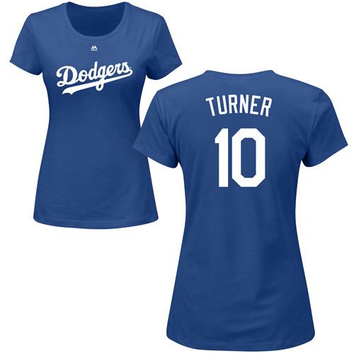 Women's Majestic Los Angeles Dodgers #10 Justin Turner Replica White Home Cool Base MLB Jersey