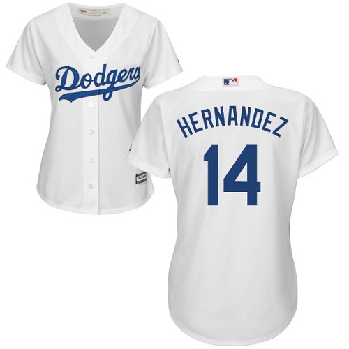 Women's Majestic Los Angeles Dodgers #14 Enrique Hernandez Authentic White Home Cool Base MLB Jersey
